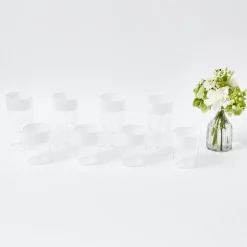 Mrs. Alice Glasses|White Ribbon Water & Wine Glassware Set