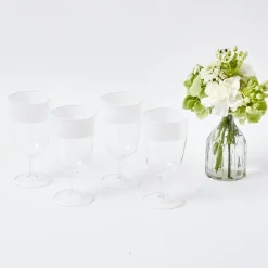 Mrs. Alice Glasses|White Ribbon Water & Wine Glassware Set
