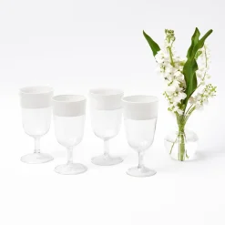 Mrs. Alice Glasses|White Ribbon Wine Glasses (Set Of 4)