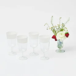 Mrs. Alice Glasses|White Ribbon Wine Glasses (Set Of 4)