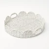 Mrs. Alice Trays & Liners|White Round Scalloped Rattan Tray