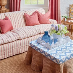 Mrs. Alice Rattan Tableware|White Scalloped Rattan Breakfast Tray