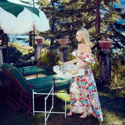 Mrs. Alice Trays & Liners|White Scalloped Rattan Tray With Stand