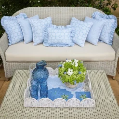 Mrs. Alice Trays & Liners|White Scalloped Rattan Tray