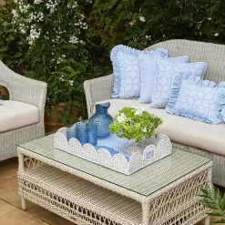 Mrs. Alice Trays & Liners|White Scalloped Rattan Tray