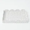 Mrs. Alice Rattan Tableware|White Small Scalloped Rattan Tray