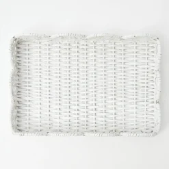 Mrs. Alice Trays & Liners|White Small Scalloped Rattan Tray