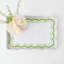 Mrs. Alice Trays & Liners|White Small Scalloped Rattan Tray