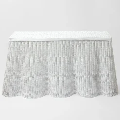 Mrs. Alice Tables|White Vivienne Rattan Scalloped Console Table