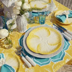 Mrs. Alice Dinner Plates|Yellow Capri Lettuce Dinner Plates (Set Of 4)