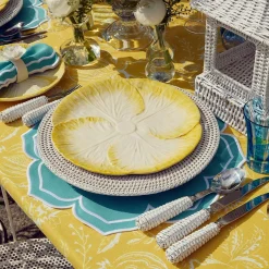 Mrs. Alice Crockery Sets|Yellow Capri Lettuce Dinner Plates (Set Of 4)