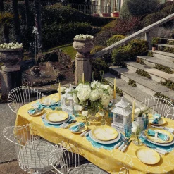 Mrs. Alice Crockery Sets|Yellow Capri Lettuce Dinner & Starter Plates (Set Of 8)