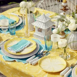 Mrs. Alice Crockery Sets|Yellow Capri Lettuce Dinner & Starter Plates (Set Of 8)