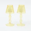 Mrs. Alice Pagodas & Lanterns|Yellow Glass Lantern Tea Light Holder (Pair) - 18Cm