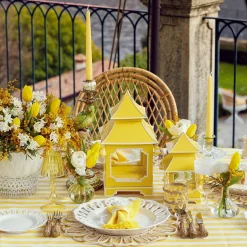 Mrs. Alice Candle Holders|Yellow Pagoda Lantern Set