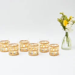 Mrs. Alice Glasses|Yellow Raffia Water Glasses (Set Of 6)