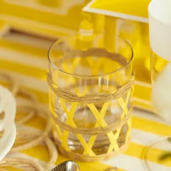 Mrs. Alice Glasses|Yellow Raffia Water Glasses (Set Of 6)