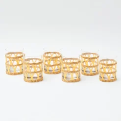 Mrs. Alice Glasses|Yellow Raffia Water Glasses (Set Of 6)